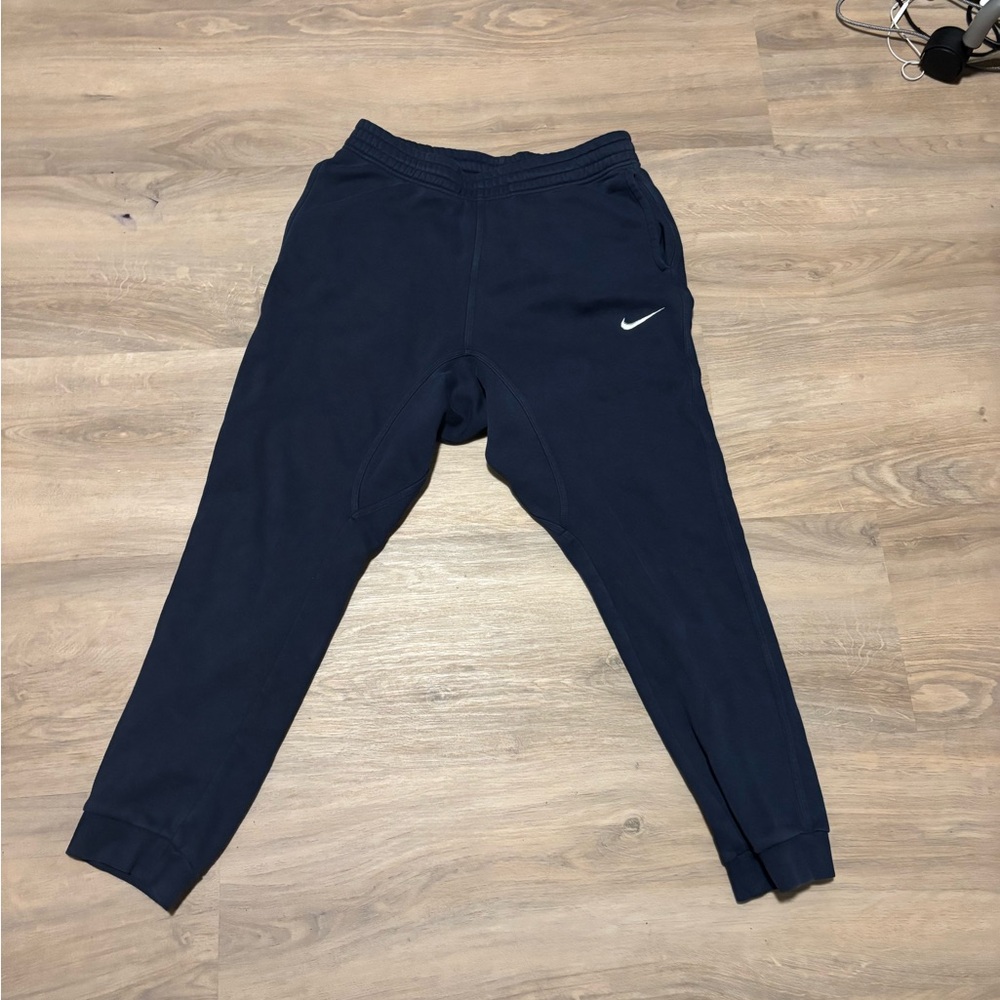 Nike Navy Track Joggers with White Swoosh